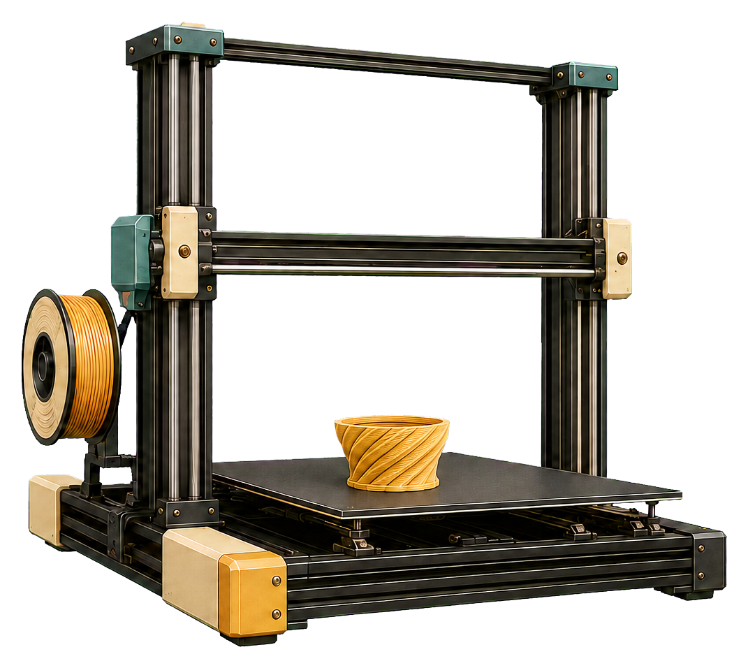 Illustration rétro d'une imprimante 3D en fonctionnement
