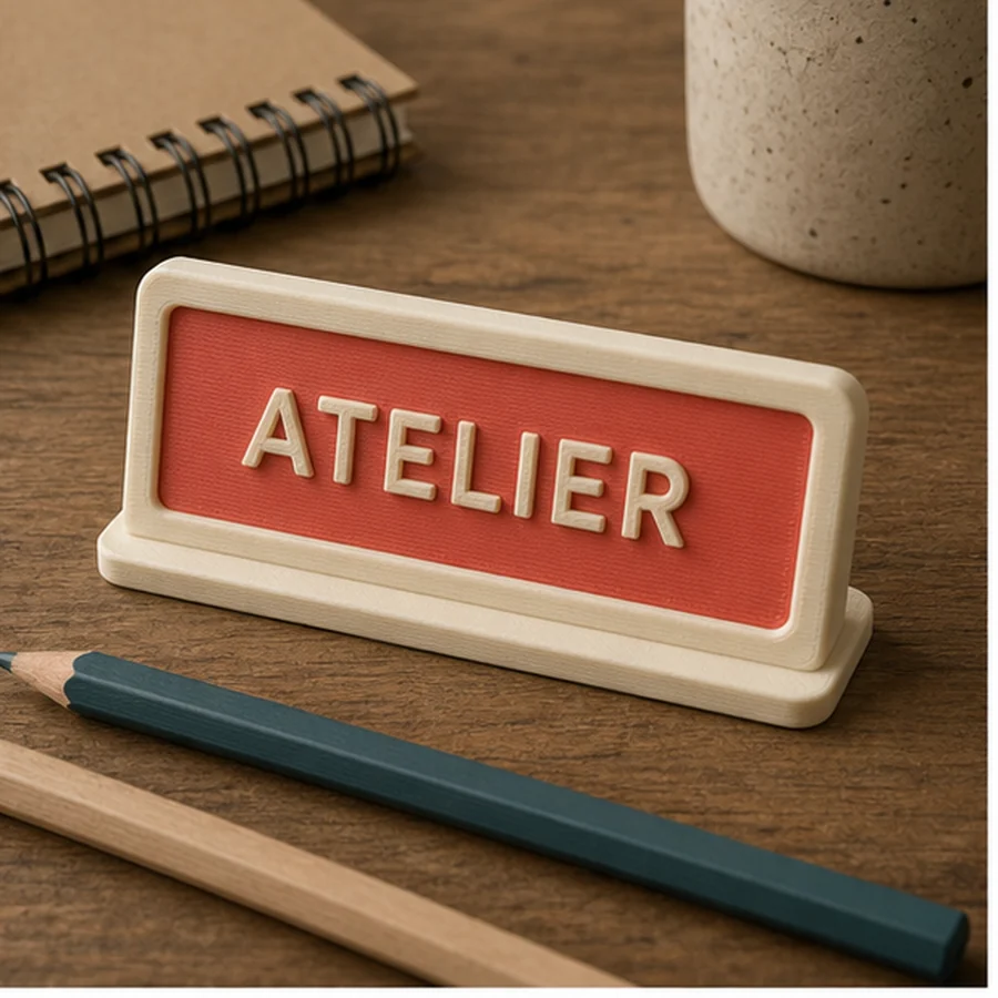 Petite plaque de bureau personnalisée imprimée en 3D avec lettres en relief