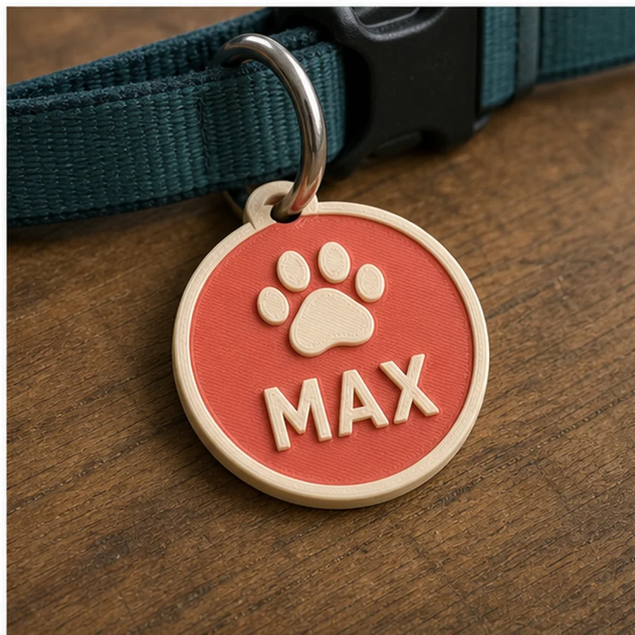Médaille personnalisée pour animal imprimée en 3D avec motif de patte